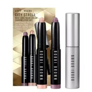 Bobbi Brown City Stroll Mini LongWear Cream Shadow Stick Set Smokey Eyes Mascara